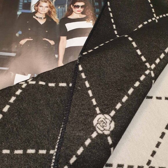 Black White Camellia Flower Design Scarf Fashion Shawl Women Wrap Accessory Gift - Picture 5 of 7